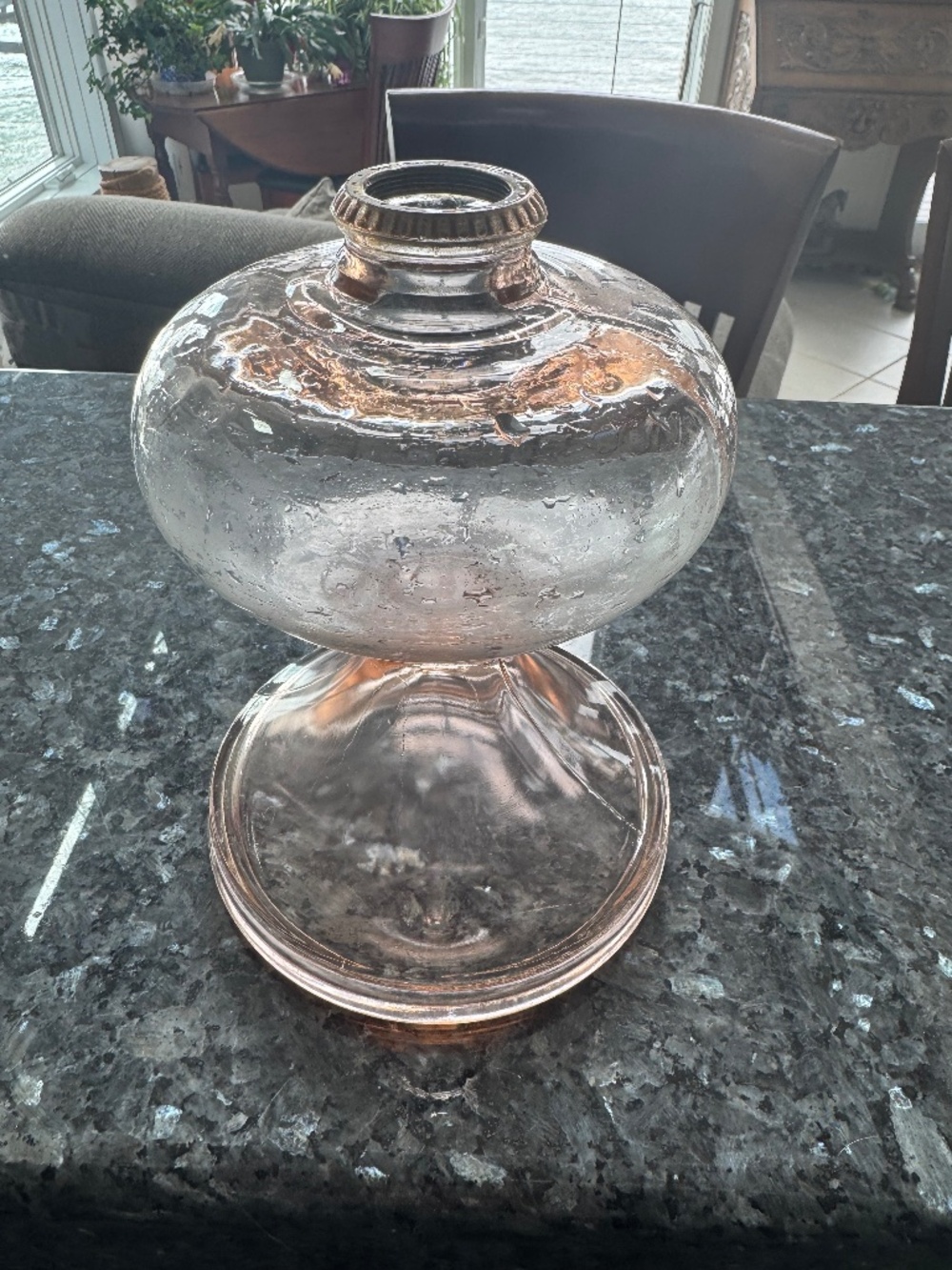 Gorgeous Very Rare Pink  Oil Kerosene Stand Lamp With Newer Electric insert